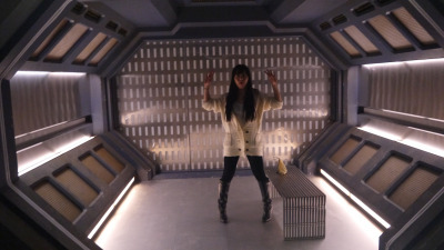 Akemi in the containment chamber.