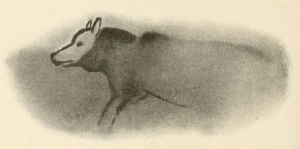 cave painting of a wolf or dog