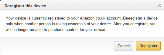 Deregister your Amazon Kindle