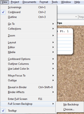 Scrivener Screenshot backgroun