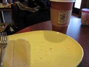 Empty plate and coffee cup