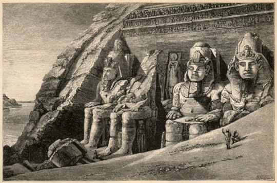 Abu Simbel drawn by Amelia B. Edwards, 1870, via Wikimedia Commons [public domain].