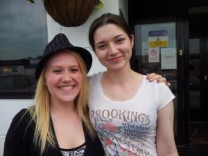 On set with writer/director Leah Green