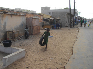 boys play with tires