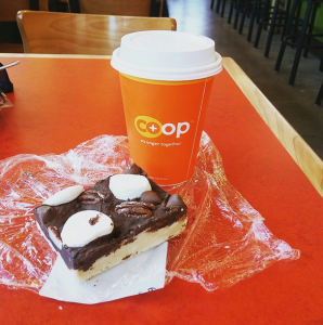 smores bar and fika coffee from cook county whole foods coop, writing snack, mikel andrews