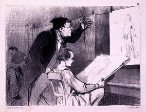 daumier-pupil-teacher-drawing