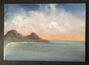Ocean Sunset 7x5 acrylic on canvas Dawn Blair ©2015