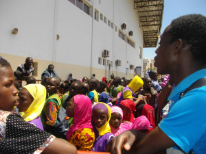 people waiting to board