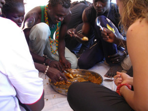 lunch we share tray of thiebou dienne
