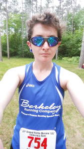Cooling my heels before the race. I think my phone did something funny to this picture--my arms aren't that skinny.