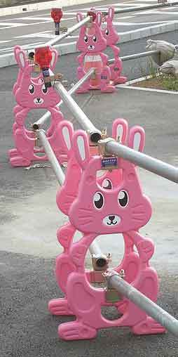 Pink_bunny-shaped_roadblock