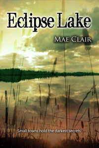 Book cover for Eclipse Lake by Mae Clair depicting a summer lake with rushes at sunset