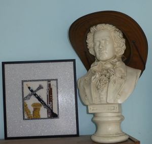 Where a musician hangs his hat. I've was given this bust of Beethoven for my 14th birthday.