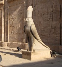 Horus as a falcon at His great temple at Edfu