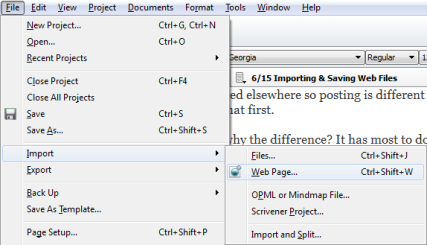Scriv Import Menu