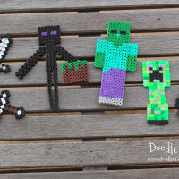 minecraft hama perler melty melt beads plastic easy kids craft creepers zombies swords diamond enderman bricks (1)