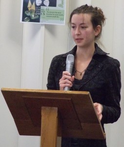 Rebecca delivering her speech; Photo, P Fitzpatrick