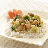 Nasi ayam cah jamur