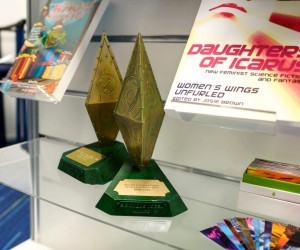 Sir Julius Vogel Awards on display; Photo, Wei Li