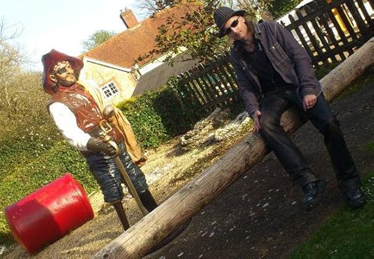 C.J. with pirate at Arreton Barns, Isle of Wight.