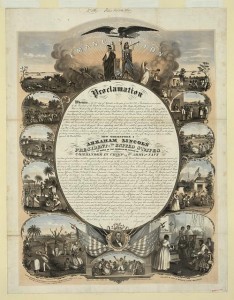 Emancipation Proclamation. Lithograph by L. Lipman, Milwaukee, Wisc., Feb. 26, 1864. Prints and Photographs Division. 
