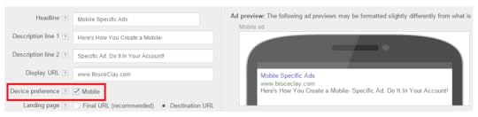 mobile specific Ad in AdWords