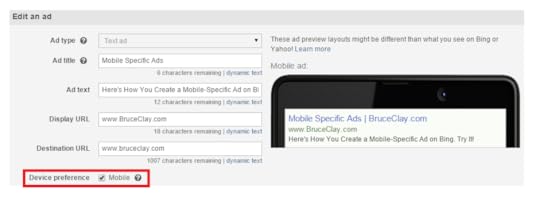 Mobile Specific Ad- Bing