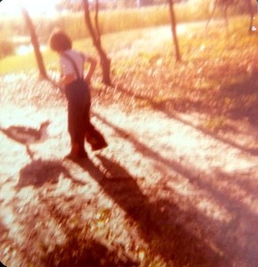 I don't have any pictures of me WITH my father, but he did take this picture of me at the park, hanging with a duck. 