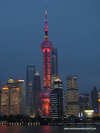 night skyline from Huangpu River tour in Shanghai, China