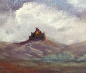 A cloudy start (castle detail) Work in process Dawn Blair ©2015