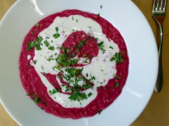 Beet Risotto Erba Brusca Milan Elizabeth Minchilli