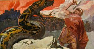 Thor takes on Jormungand but neither survives the battle.