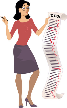 woman with long to-do list