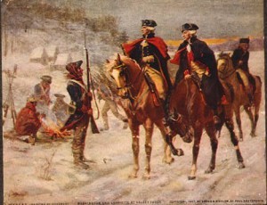 Washington and Lafayette at Valley Forge. Painting by John Ward Dunsmore, c1907. Prints and Photographs Division. 