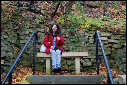 Betsy and Tacy's bench on the hill. Photo by Margaret Berns.