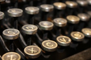 Close-up photo of old typewriter keys