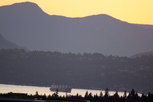 Vancouver's outer harbor at sunset