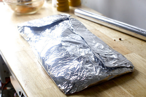 tightly wrapped foil packet