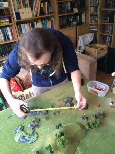 Carl Playing Open Combat - Using Tape Measure for Line of Sight