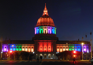 San Francisco City Hall lit for pride