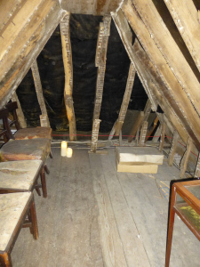 The unfinished portion of the attic