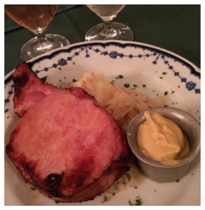 First night's dinner at City Tavern: smoked pork chop.