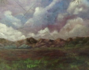 A cloudy start (closeup where tree was) Work in process Dawn Blair ©2015