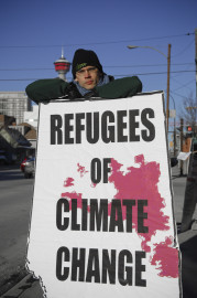 A group calling themselves Climate Change Refugees gathered on 17th Avenue in Calgary, Alberta on December 8th, 2007 for the International Day of Action on Climate Change