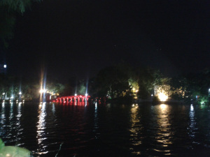 Artistically blurred photo of Hoan Kiem Lake