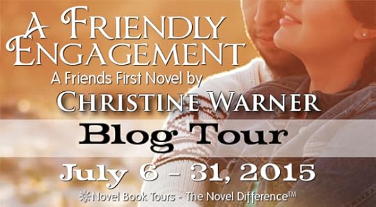 Blog tour banner for A Friendly Engagemen, a romance novelt by Christine Warner