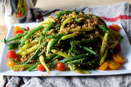 green beans with almond pesto