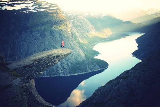 Person of a high mountain ledge