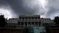 Dark clouds are seen over Palais Coburg, the venue for nuclear talks in Vienna, Austria, July 9, 2015.