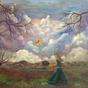 A cloudy start (birdcage added) Work in process Dawn Blair ©2015